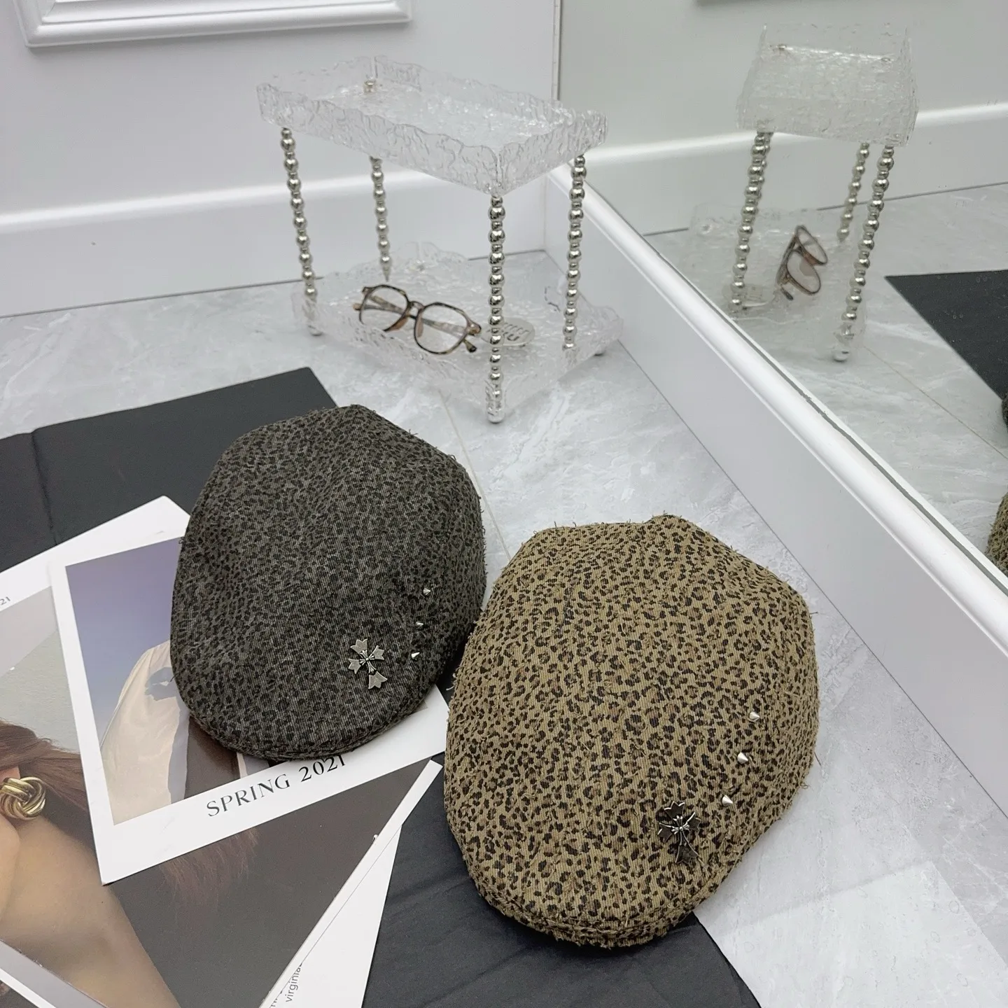 Crow Heart✨ Tai Cool Spicy‼ ️ Personalized leopard print fabric, popular forward hat!